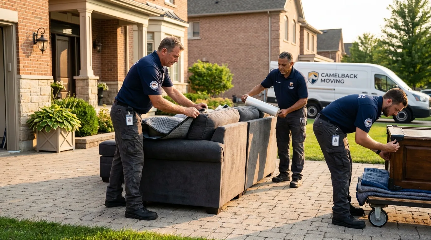 Large estate moving crew wrapping furniture in Nocona, TX
